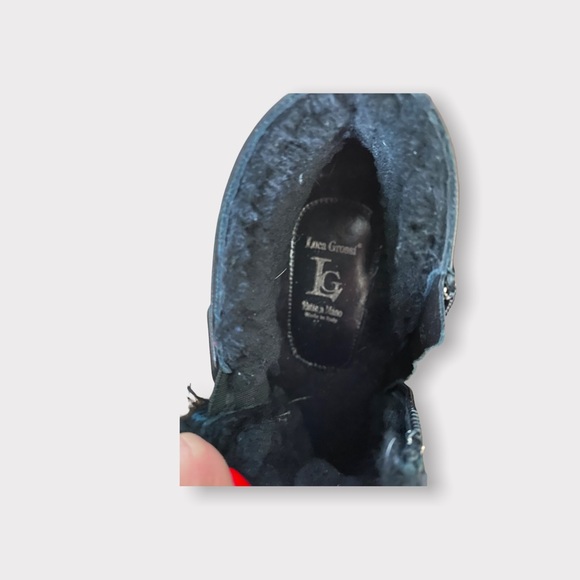 Womens Luca Grossi REAL FUR LINED black Leather perforated moto boots 8.5 8 - Picture 3 of 4